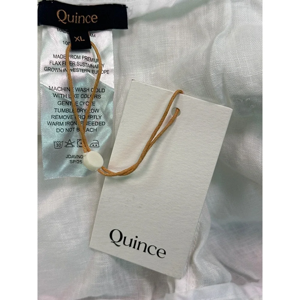 Quince White 100% European Flax Linen Relaxed Straight Leg Pants XL JDAVN01